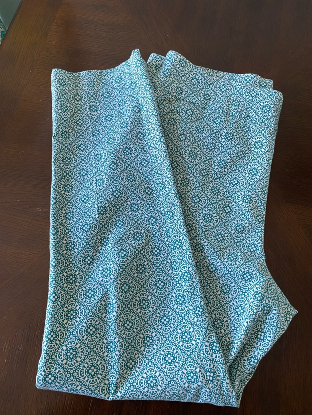 Chico's Aqua Teal Printed Straight Leg Pants
